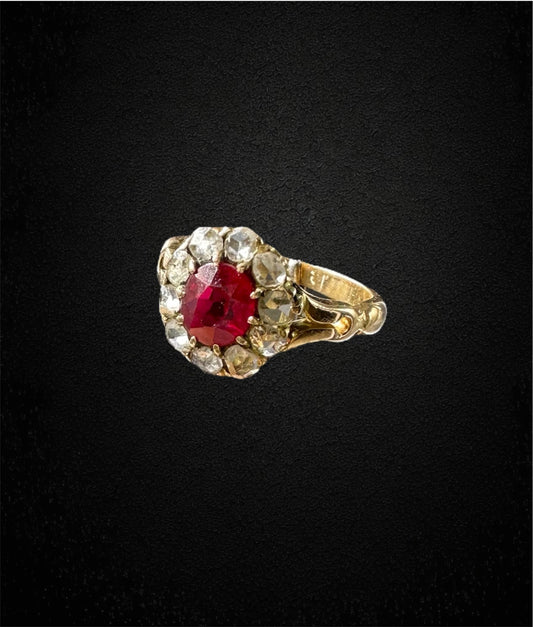 Anello Austro-Ungarico con Rubino e Diamanti