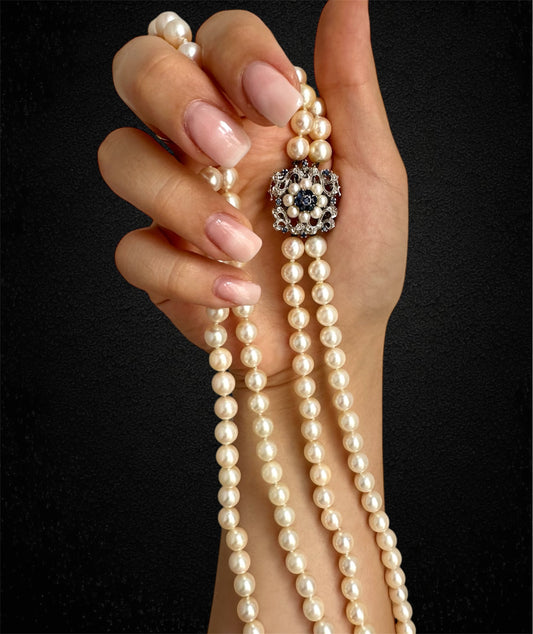 Splendida collana di perle a doppio filo