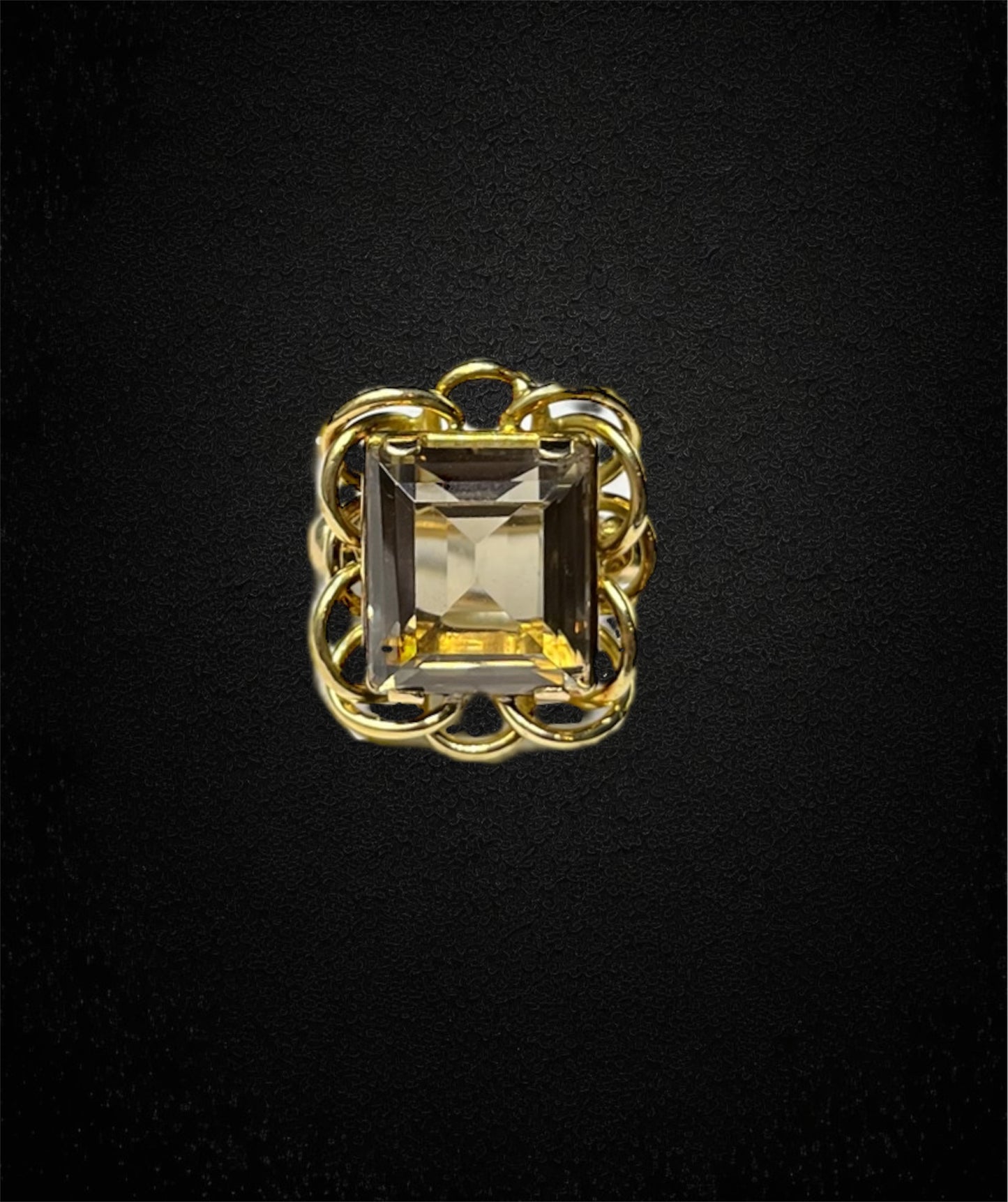 Anello con quarzo morione di ca. 10 ct., Anni '50