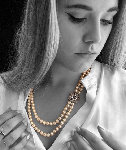 Splendida collana di perle a doppio filo