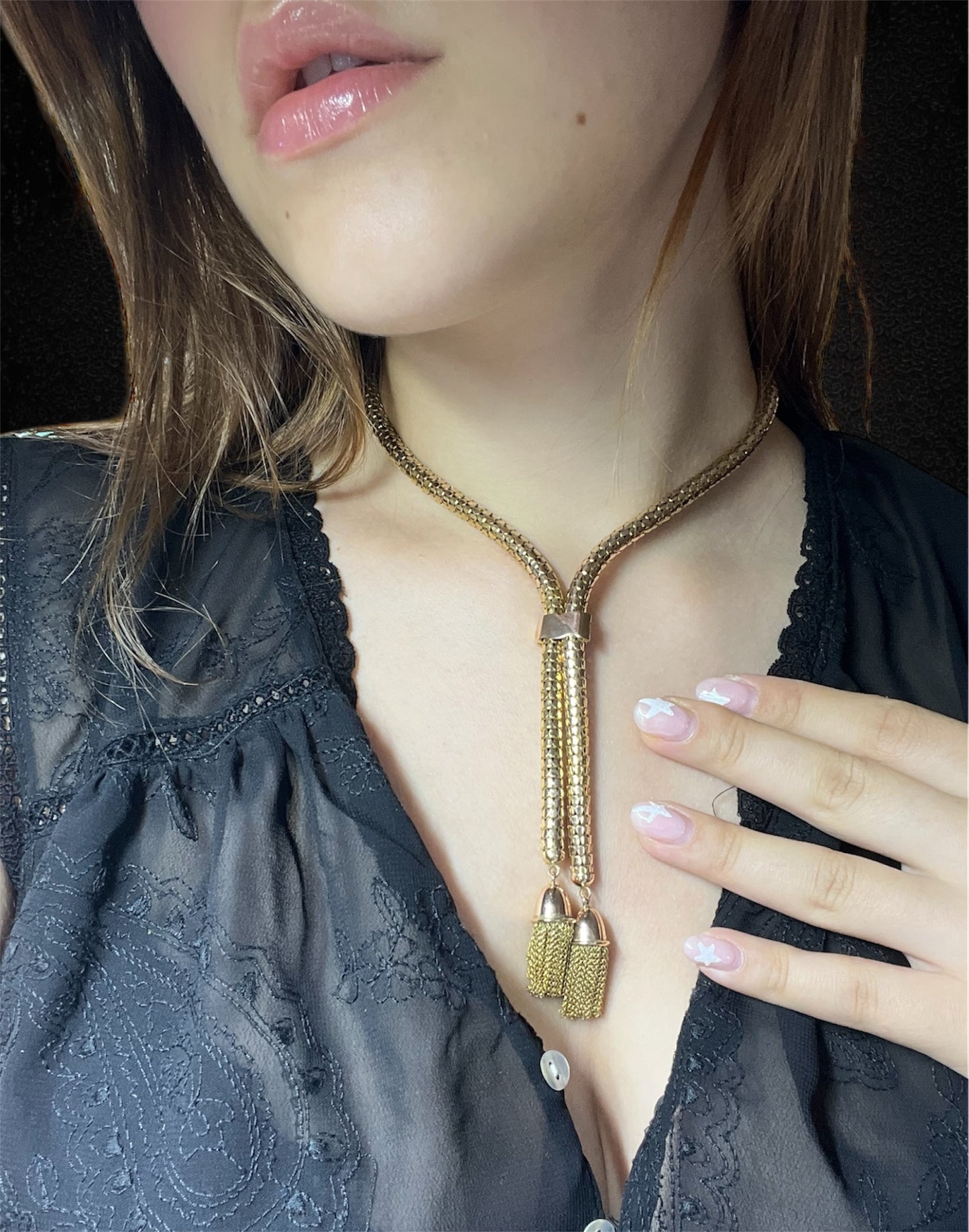 Importante collier in maglia "a serpente" anni '40