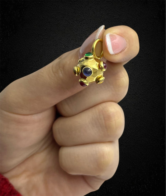 Charm "mina" con pietre colorate, oro 18K