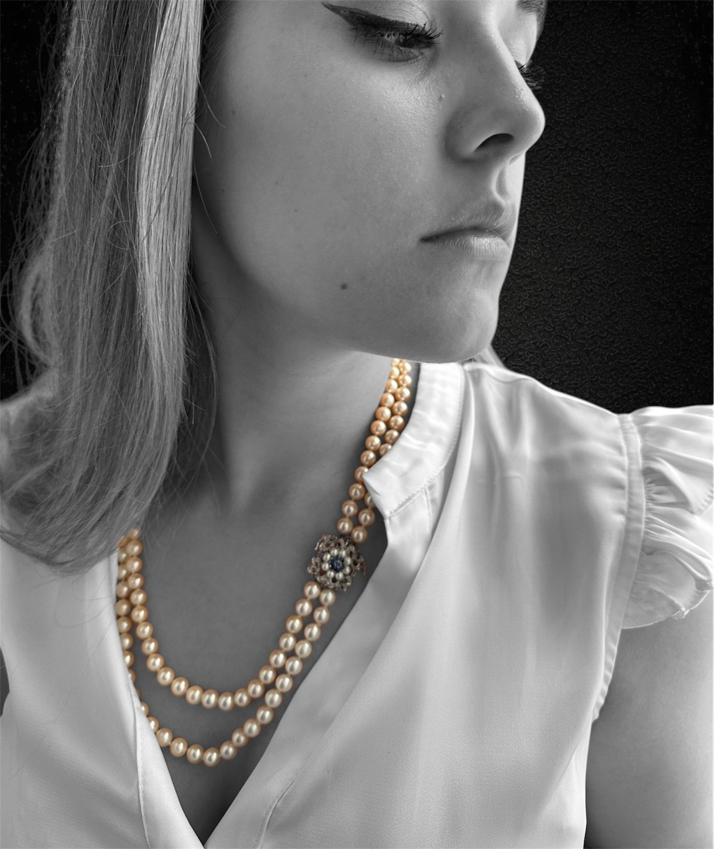 Splendida collana di perle a doppio filo