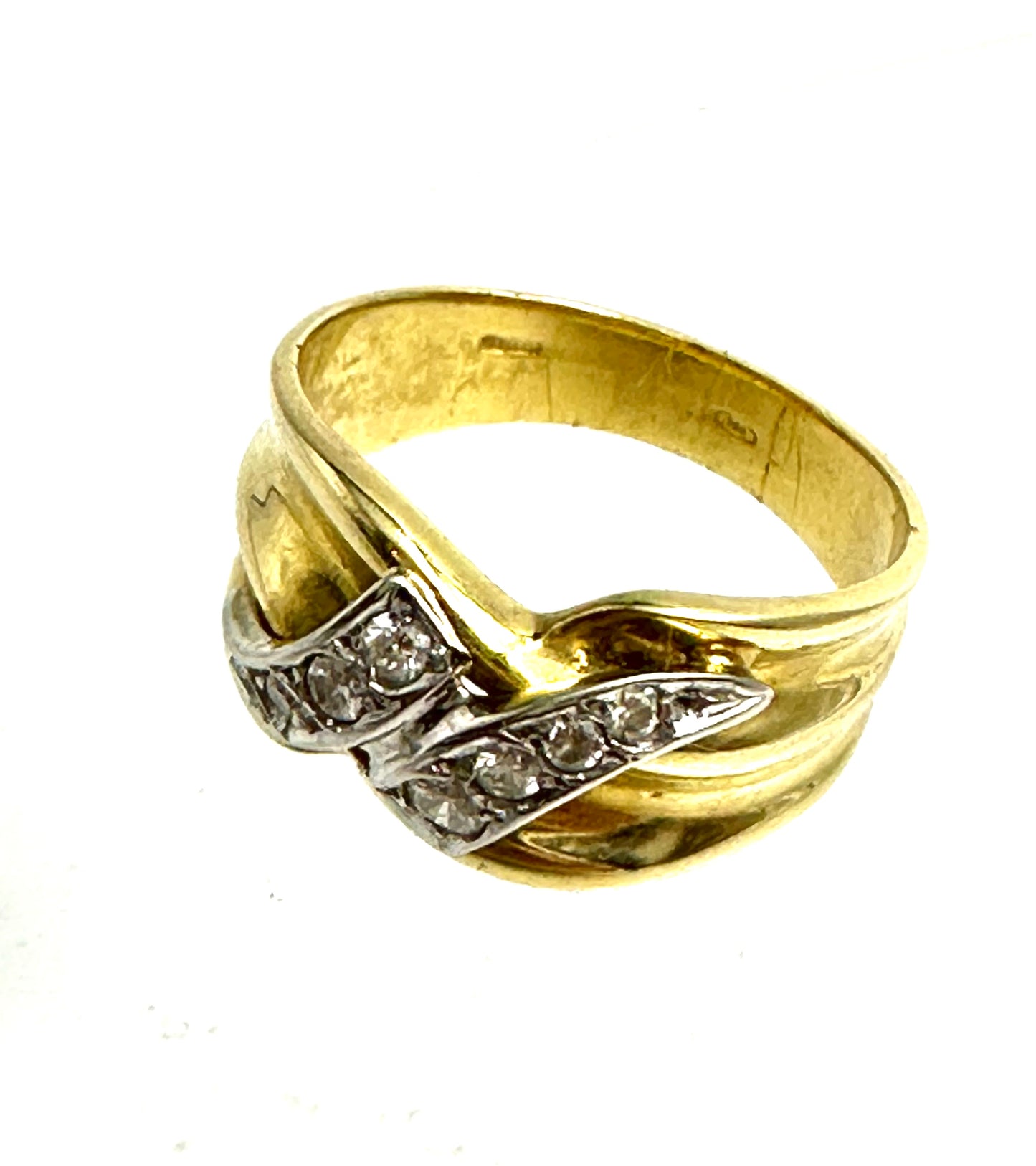 Anello da mignolo italiano, in oro giallo e diamanti