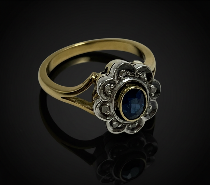 Anello a Margherita con Zaffiro, anni ‘30
