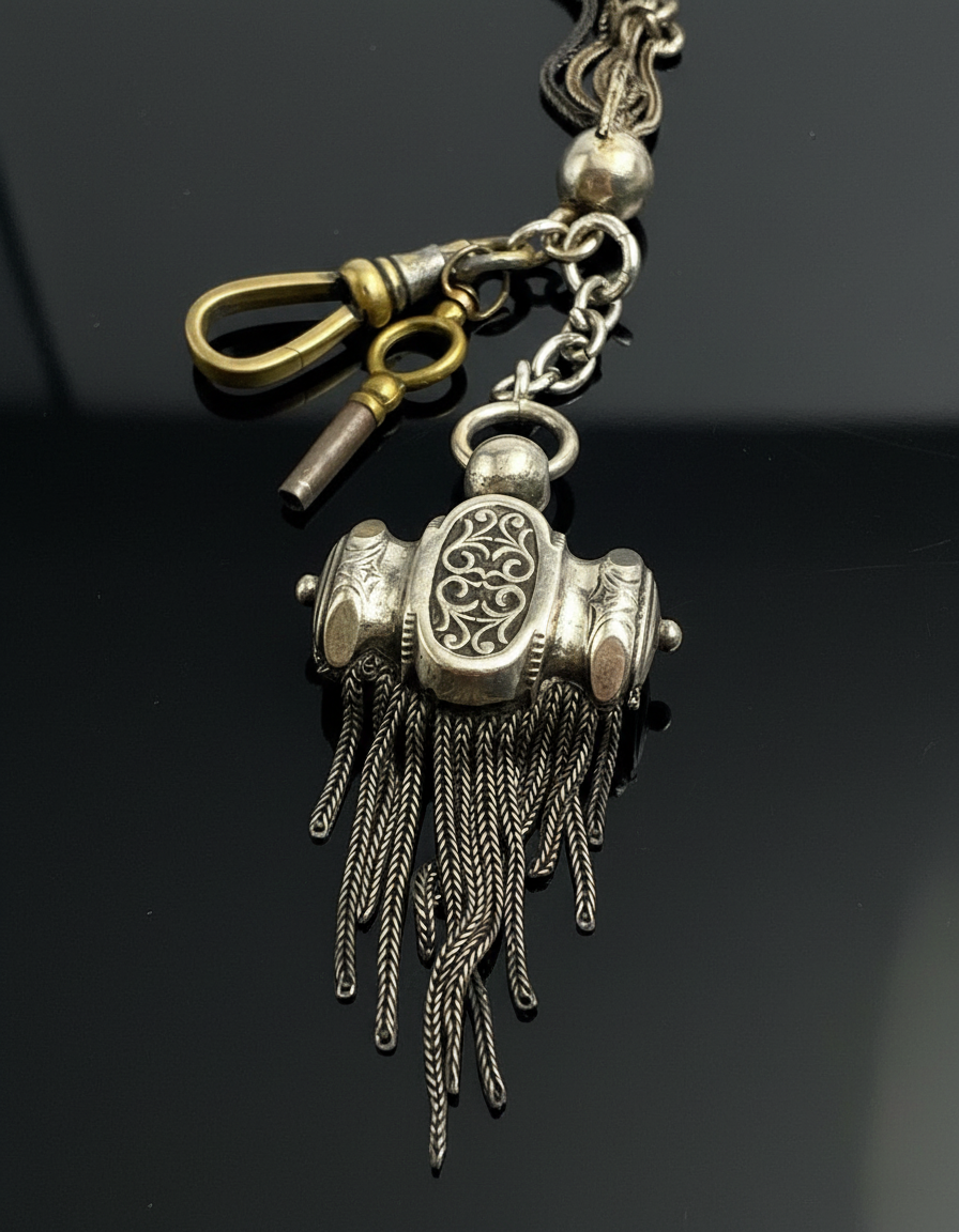 Catena da Orologio Multifilo in Argento, XIX Secolo