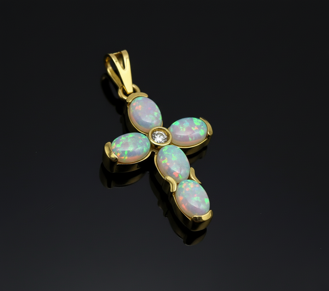 Croce Moderna con Opali Arlecchino