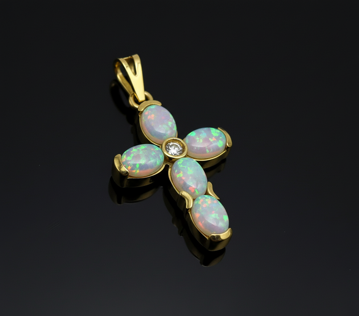 Croce Moderna con Opali Arlecchino