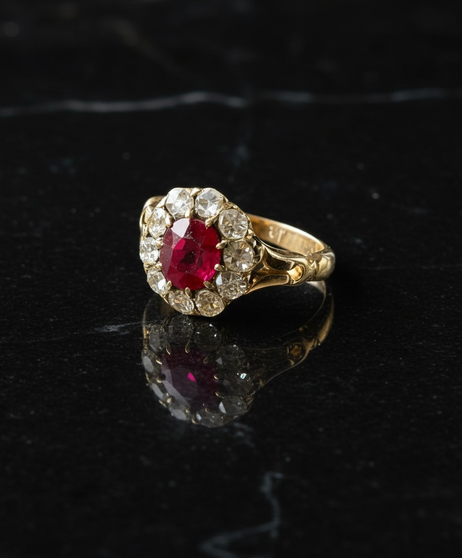 Anello Austro-Ungarico con Rubino e Diamanti