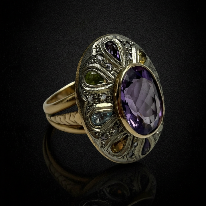 Anello Artistico con Pietre Multicolori