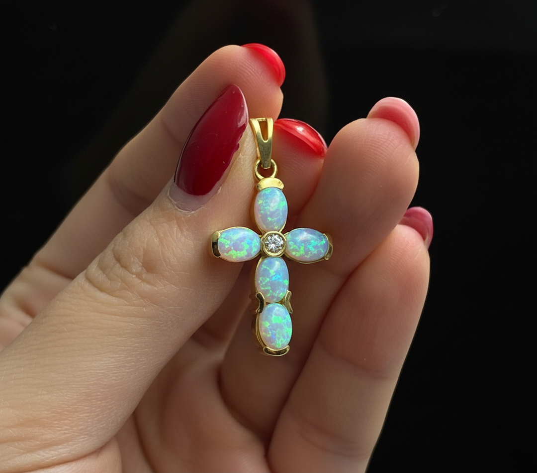 Croce Moderna con Opali Arlecchino