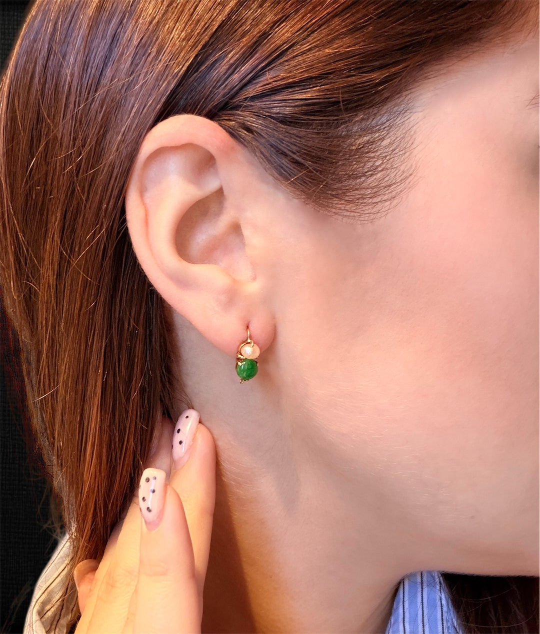 Orecchini in Oro Giallo 18K con Smeraldo e Perla Naturale