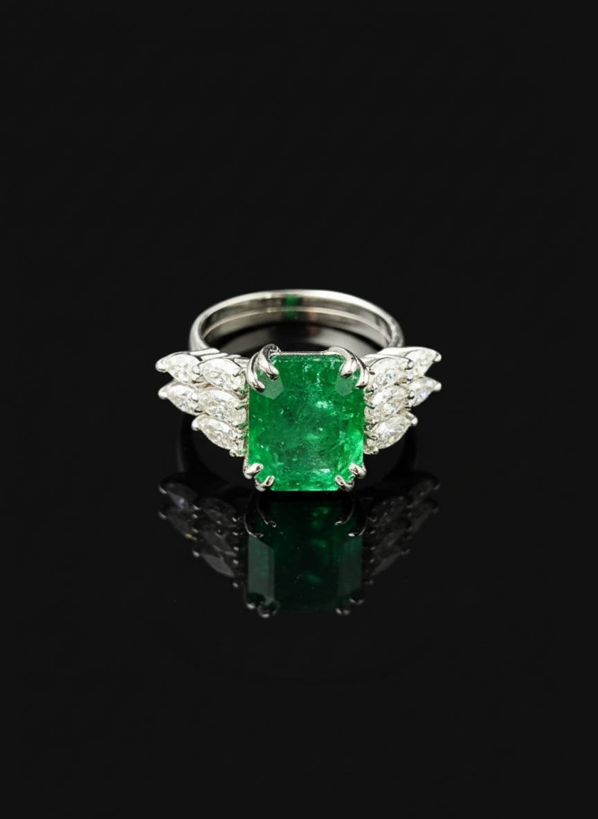 Strepitoso Anello con Smeraldo di Nostra Creazione