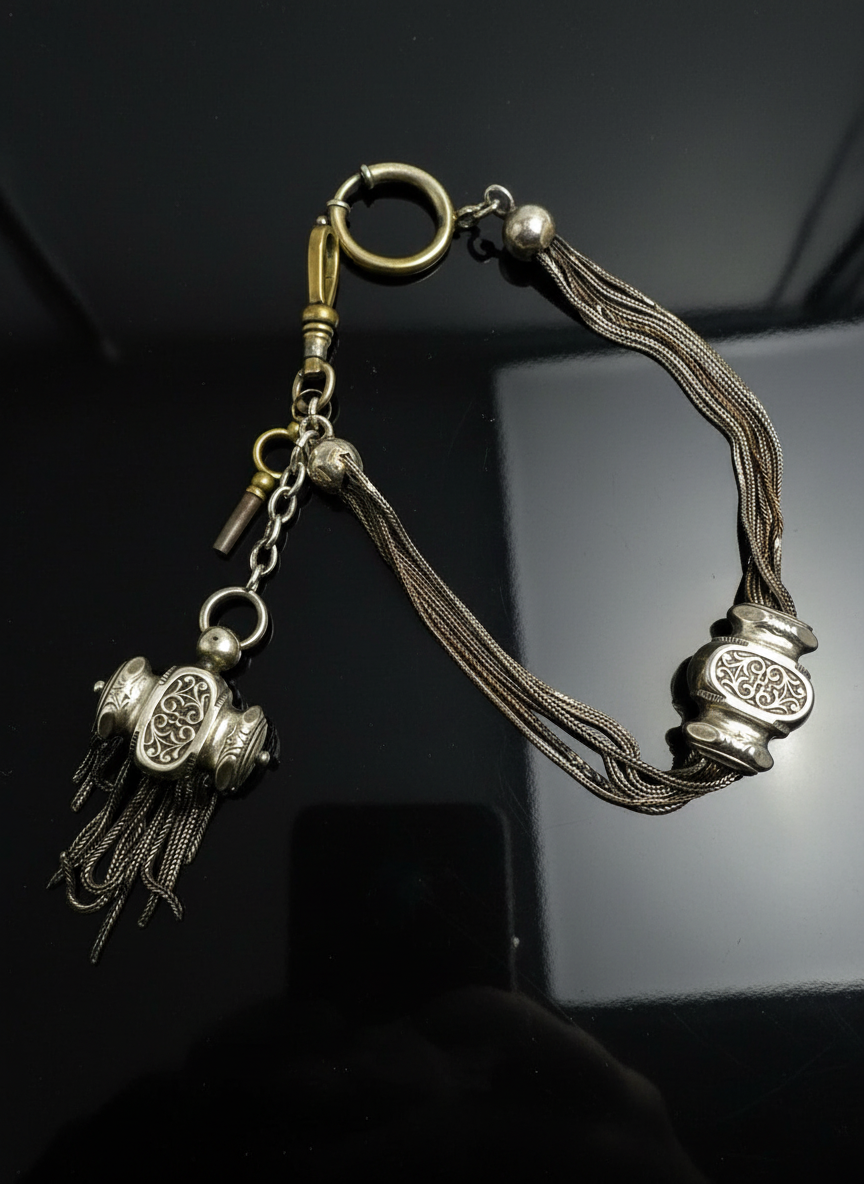 Catena da Orologio Multifilo in Argento, XIX Secolo