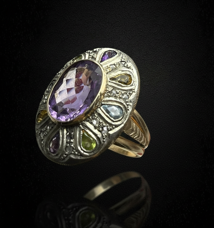 Anello Artistico con Pietre Multicolori