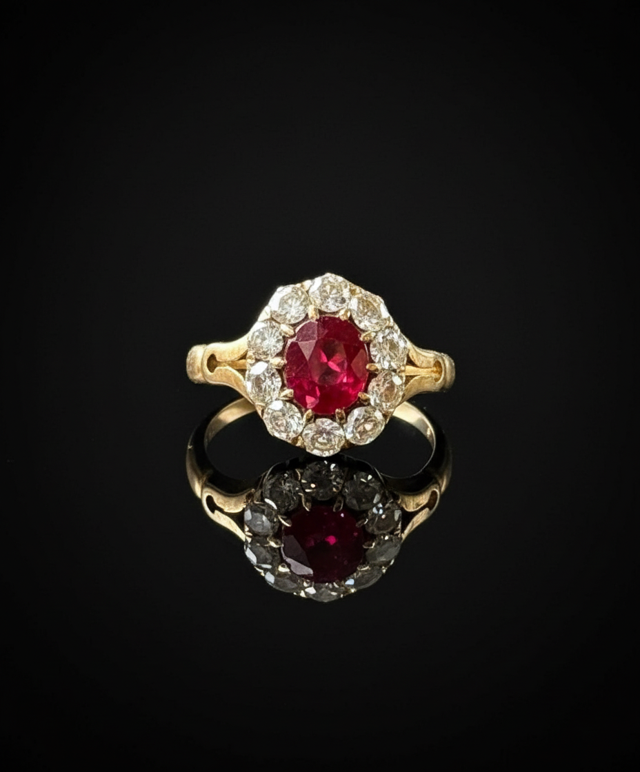 Anello Austro-Ungarico con Rubino e Diamanti