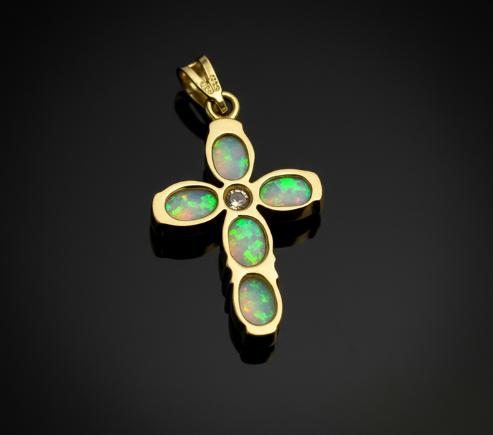 Croce Moderna con Opali Arlecchino