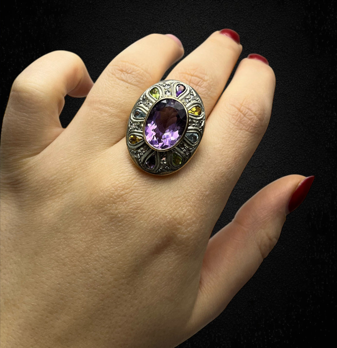 Anello Artistico con Pietre Multicolori