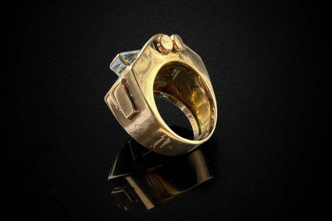 Anello Art Decó con Spinello Azzurro