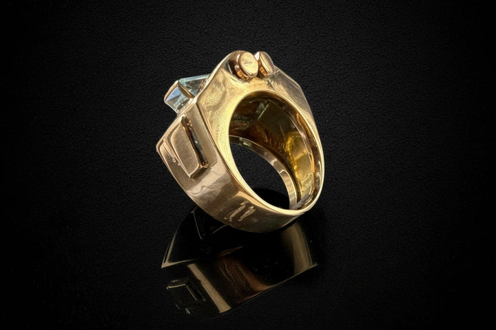 Anello Art Decó con Spinello Azzurro