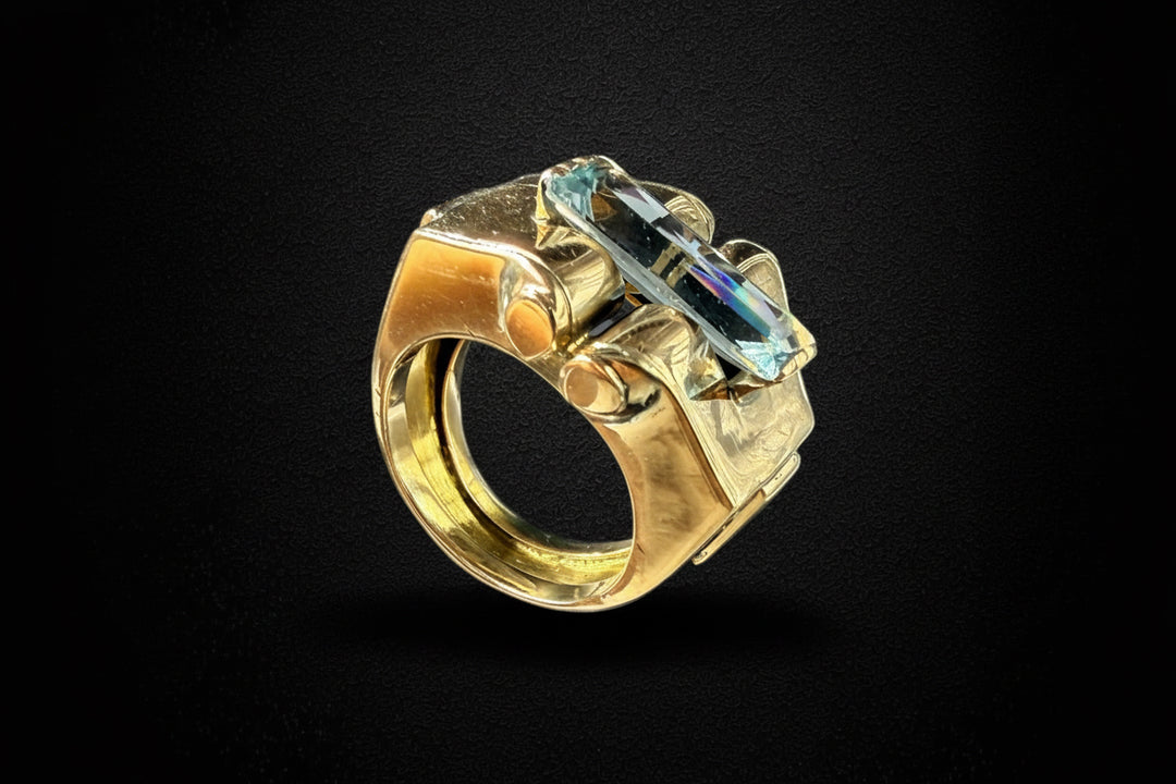 Anello Art Decó con Spinello Azzurro