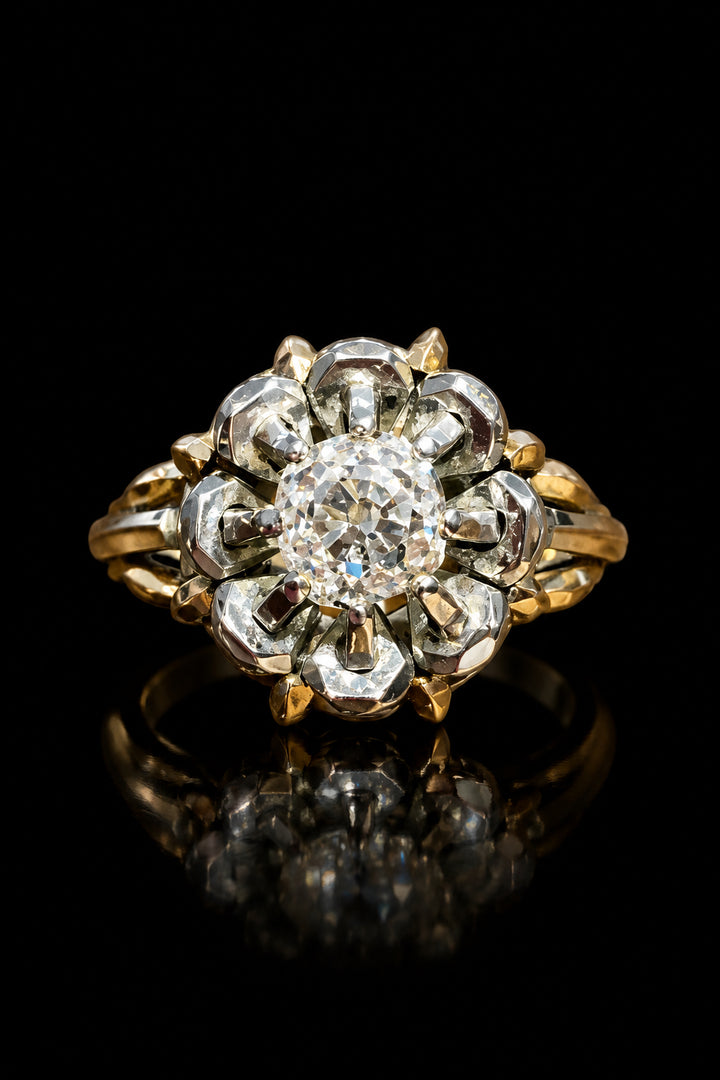 Anello vintage con diamante centrale a solitario