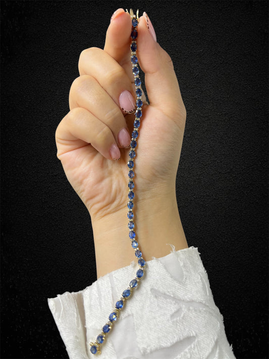 Bracciale tennis con zaffiri e diamanti