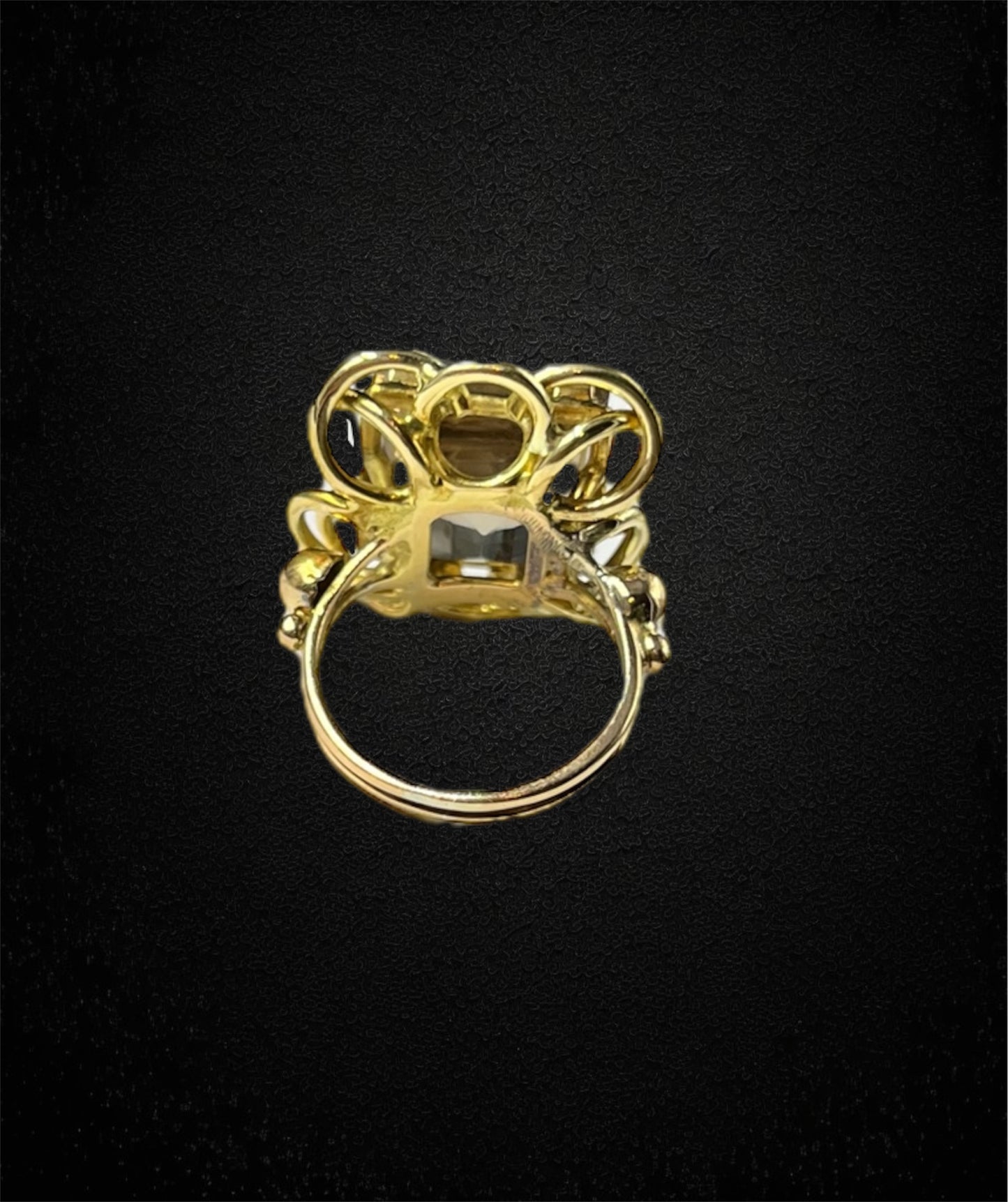 Anello con quarzo morione di ca. 10 ct., Anni '50