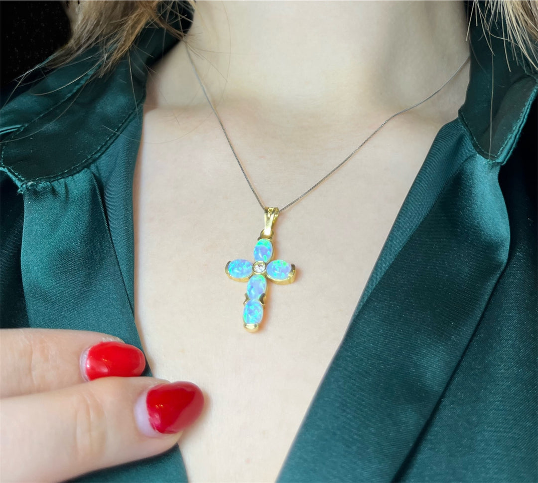 Croce Moderna con Opali Arlecchino