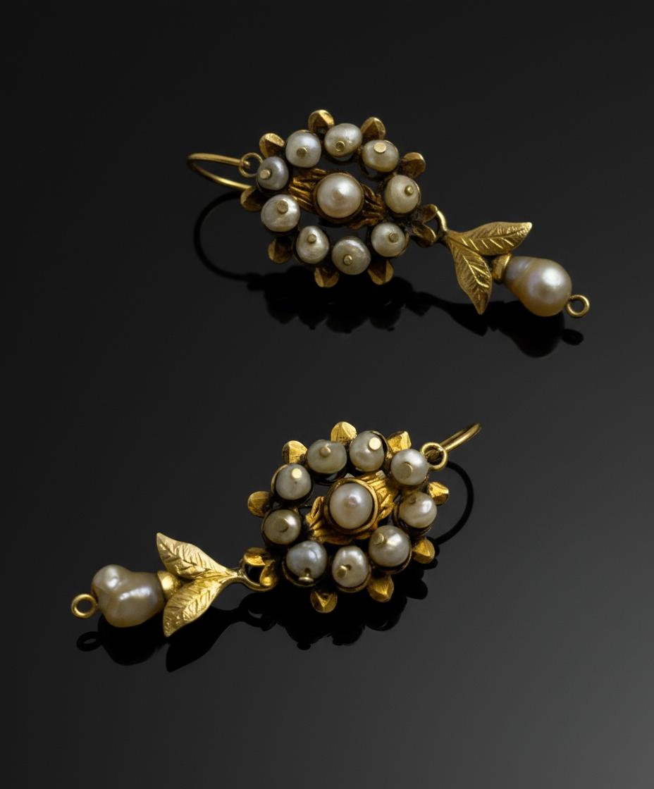 Orecchini dalmati con perle naturali, XIX secolo