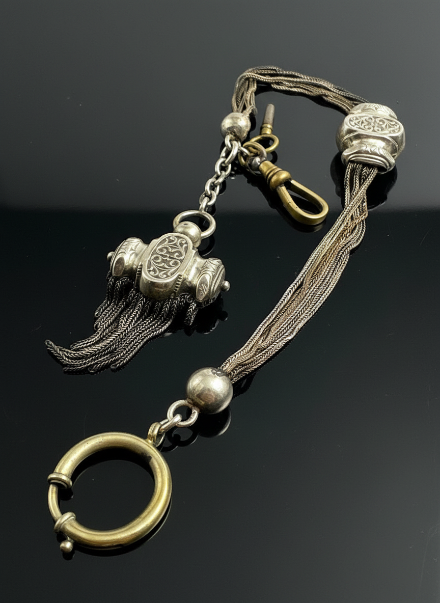 Catena da Orologio Multifilo in Argento, XIX Secolo