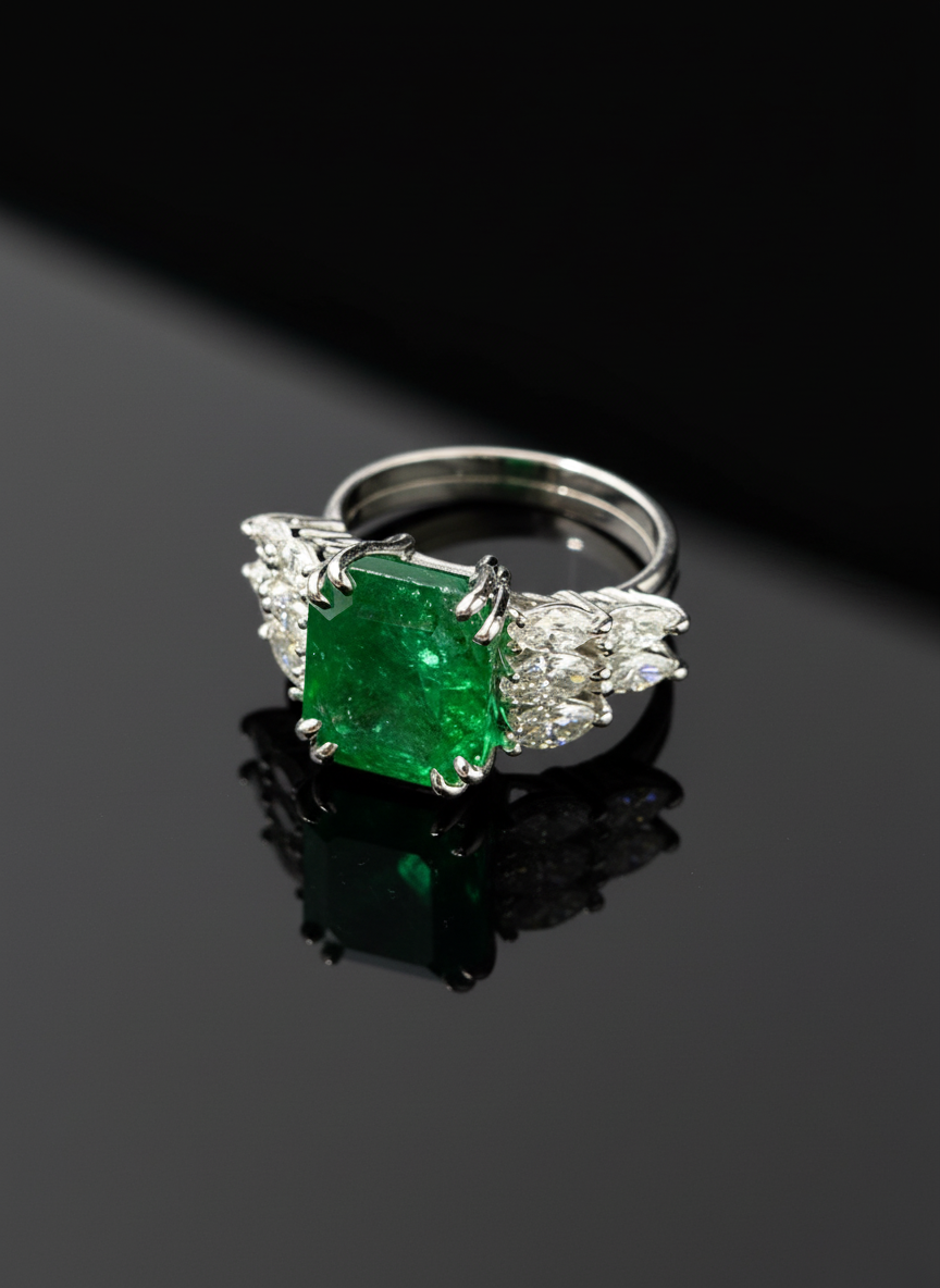 Strepitoso Anello con Smeraldo di Nostra Creazione