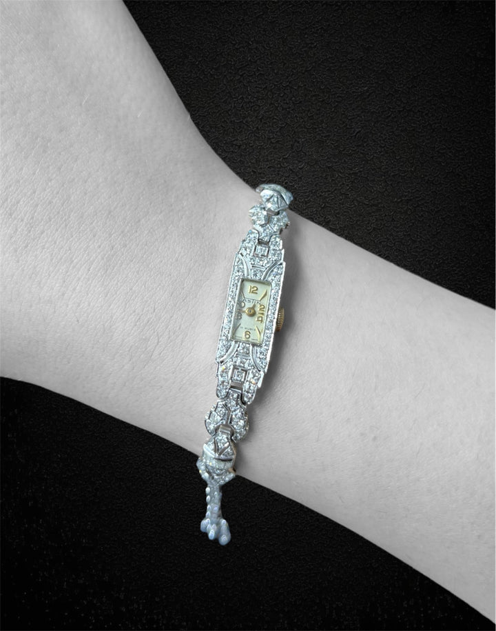 Orologio da polso Astin,  Art Deco, oro bianco e diamanti