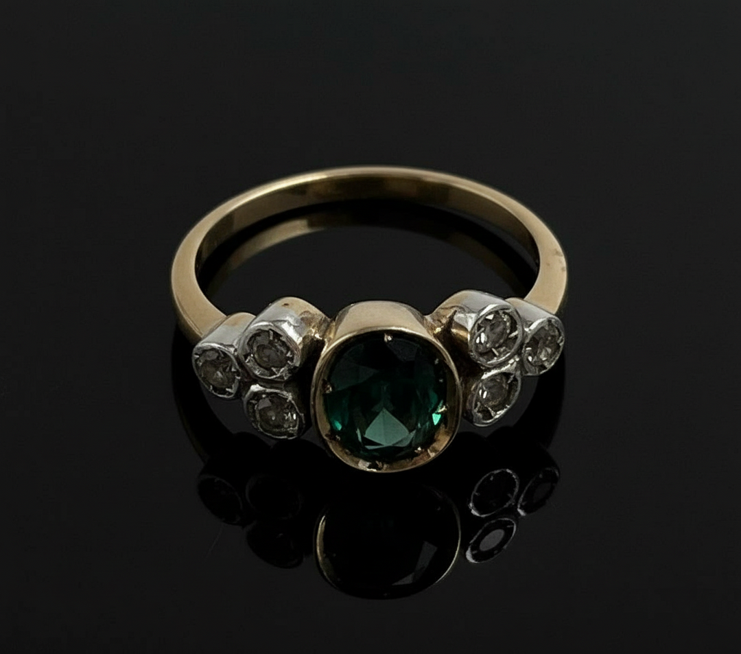 Anello a Fascia con Zaffiro e Diamanti