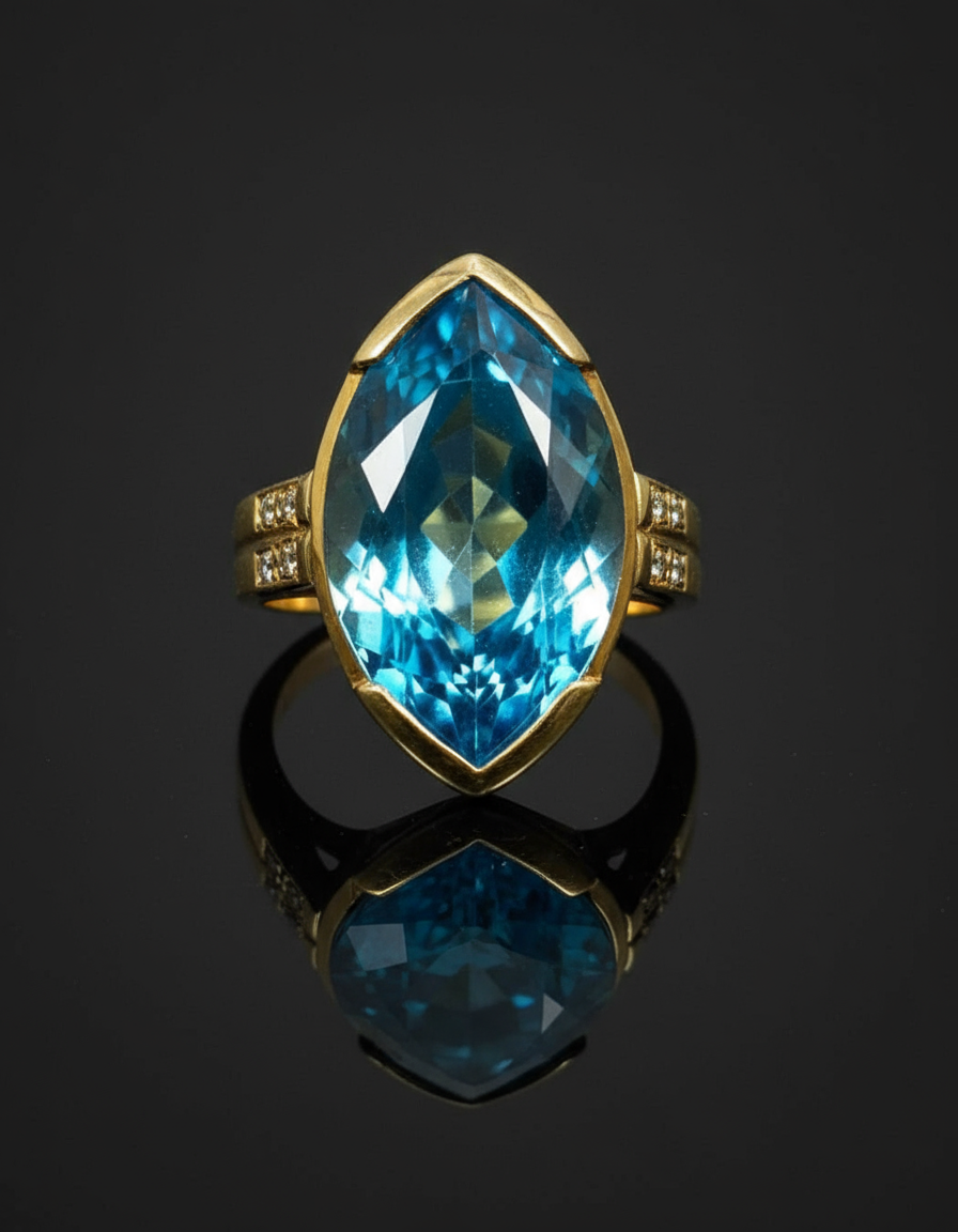 Anello con Topazio Marquise e Diamanti