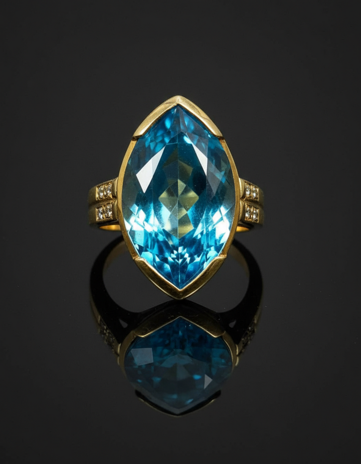 Anello con Topazio Marquise e Diamanti