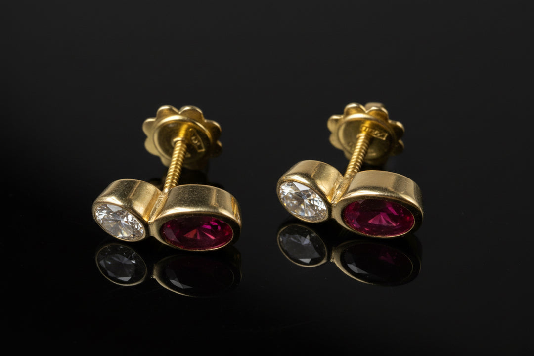 Orecchini con Diamanti e Rubini