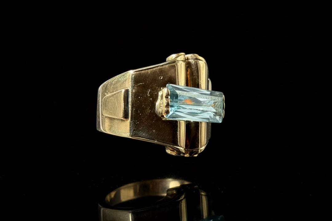 Anello Art Decó con Spinello Azzurro
