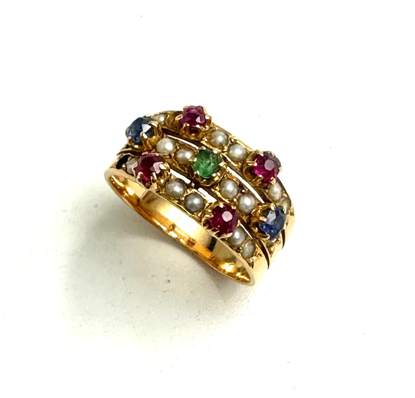 Anello anni Venti con pietre multicolori