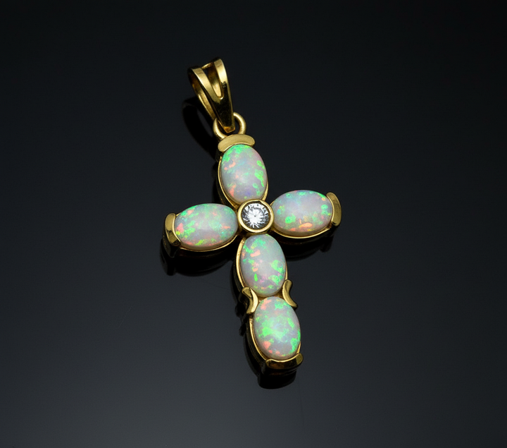 Croce Moderna con Opali Arlecchino