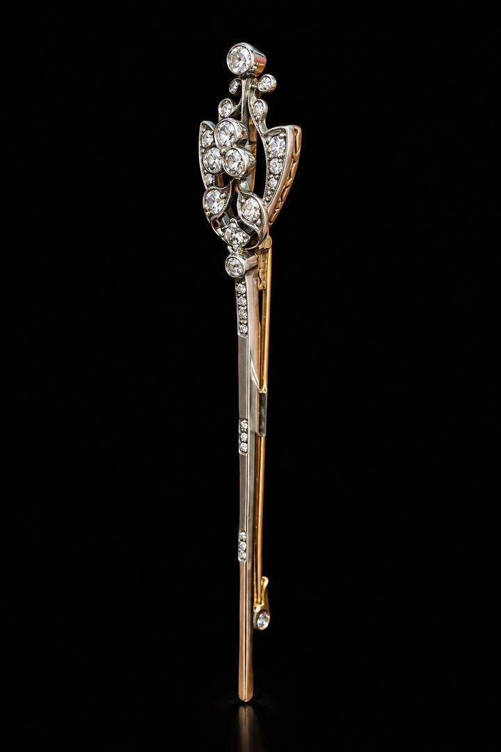 Spillone Belle Époque in argento e oro con diamanti taglio rosa