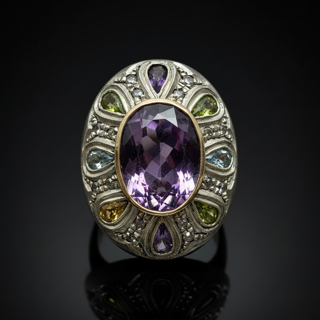 Anello Artistico con Pietre Multicolori