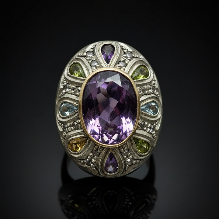 Anello Artistico con Pietre Multicolori