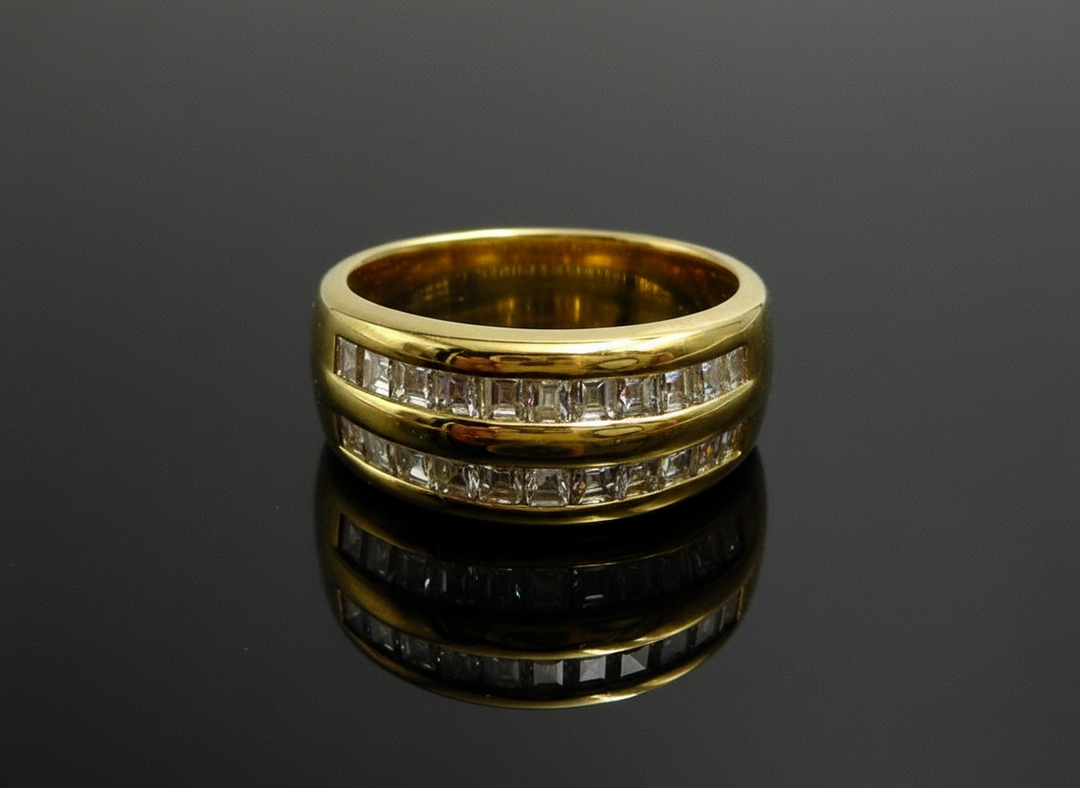 Anello a Doppio Binario con Diamanti