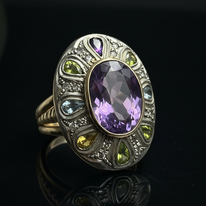 Anello Artistico con Pietre Multicolori
