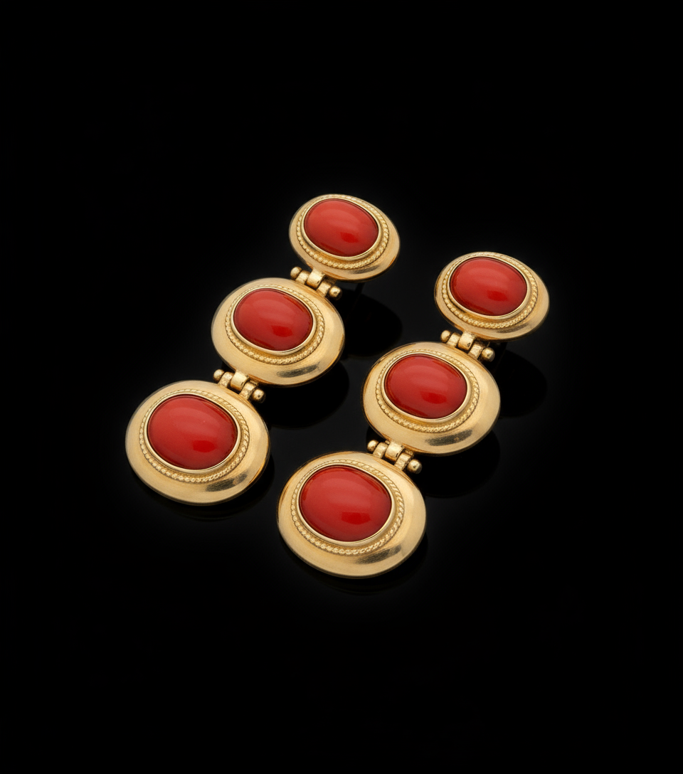Orecchini in Oro con Corallo Mediterraneo, produzione italiana