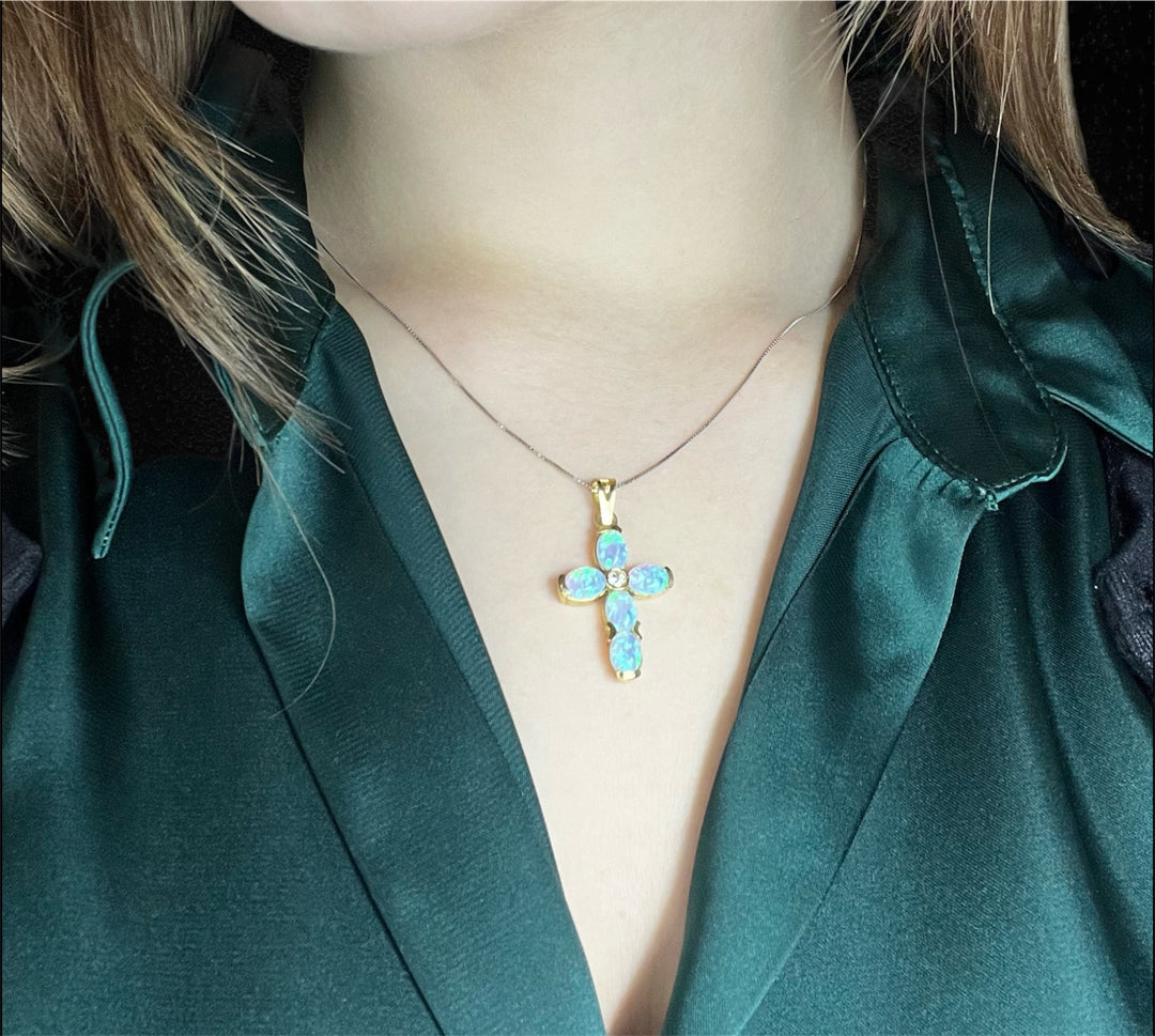 Croce Moderna con Opali Arlecchino