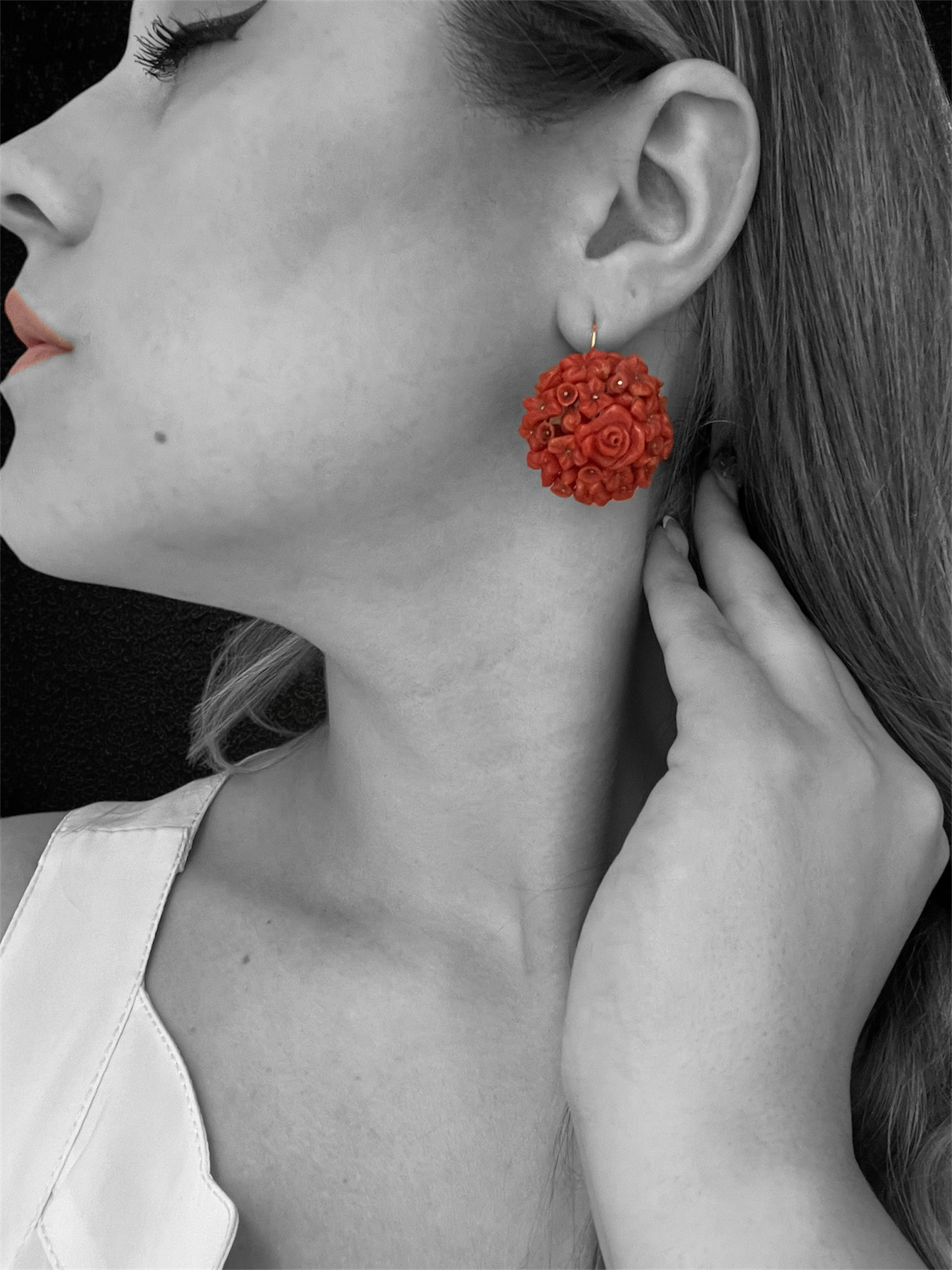 Ancient Sicilian coral earrings