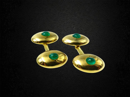 Cabochon emerald cufflinks