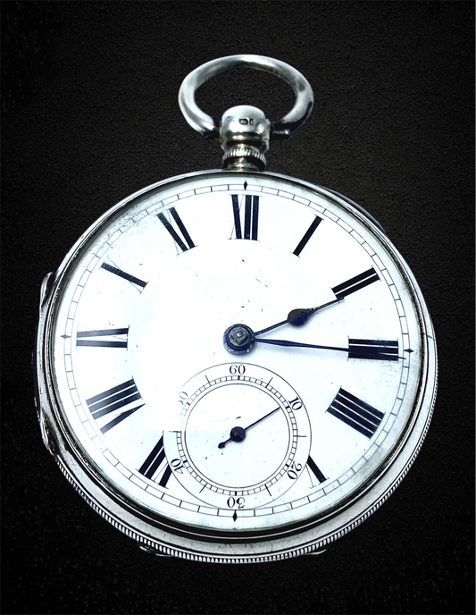 English pocket watch, silver case